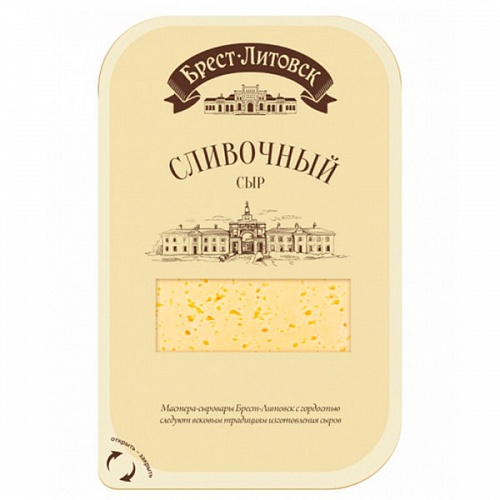 Сыр полутвердый "Брест-Литовск. Сливочный", нарезка 50% 1