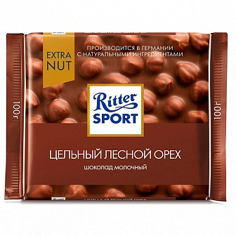 Шоколад молочный с цельным лесным орехом "Ritter Sport"
