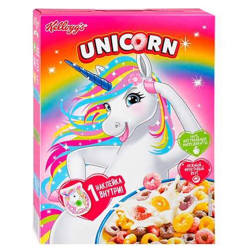 Готовый завтрак "Kellogg's" Unicorn радужные колечки, с фруктовым вкусом 1