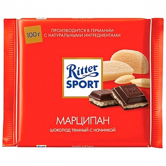 Шоколад тёмный с марципаном "Ritter Sport"