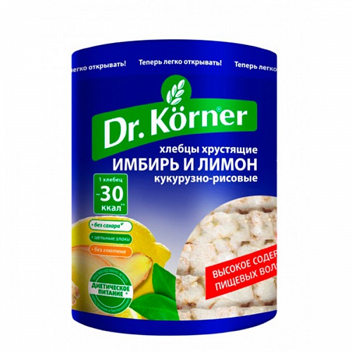 Хлебцы кукурузно-рисовые имбирь и лимон "Dr.Korner" 1